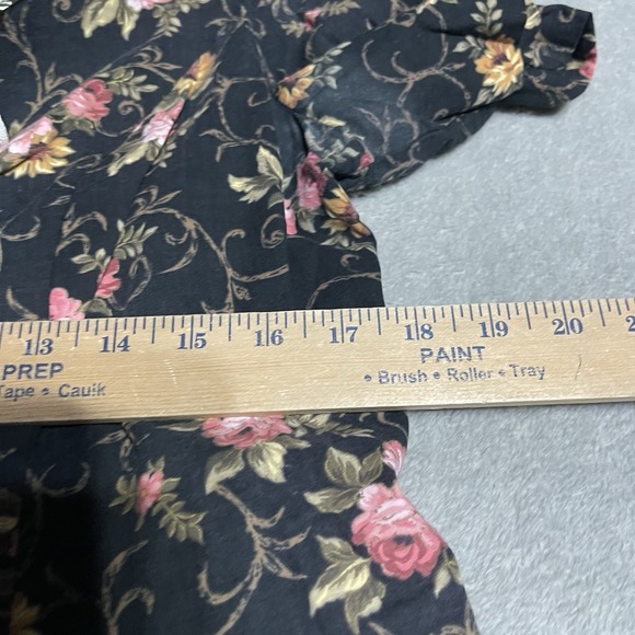 Vintage‎ Miss Dorby Dress Womens 14 Black Floral Button Maxi Modest Lace Collar - Picture 5 of 11